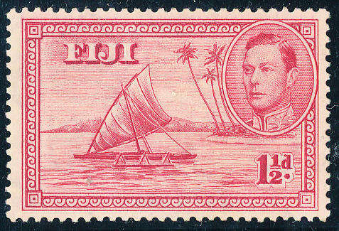 Fiji - 1938-55 - Geo VI - 1½d carmine die 1 mint hinged . SG 251 .