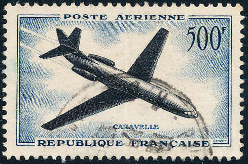 France - 1957 - Air - 500f black & deep blue fine used . SG 1319 .