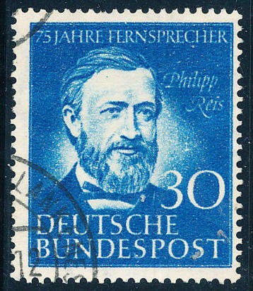 Germany West - 1952 - 75th Anniv of Telephone Service - 30 Pfg blue fine used . SG 1087 .