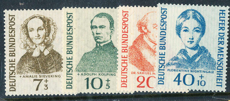 Germany West - 1955 - Humanitarian Relief Fund - set of 4 v.f. mint lightly hinged . SG 222-225 .