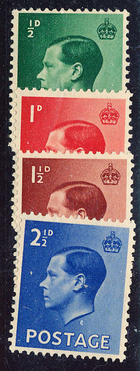 Great Britain - 1936 - Edw 8 - set of 4 mint unhinged . SG 457-460 .