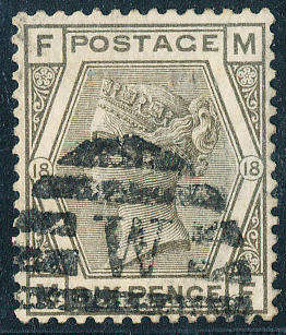 Great Britain - 1880-83 - Victoria - 6d grey plate 18 (wmk crown) . SG 161 .