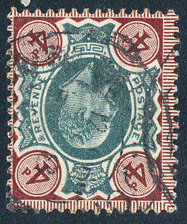 Great Britain - 1902 - 10 - Edw 7 - 4d deep green & choc-brown fine used . SG 238 .