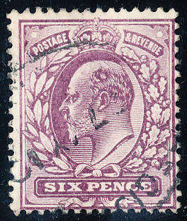 Great Britain - 1902 - 10 - Edw 7 - 6d dull purple chalky paper fine used . SG 248 .