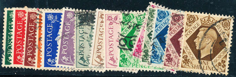 Great Britain - 1937 - 47 - Geo 6 - set of 15 fine used . SG 462-475 .