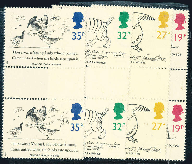 Great Britain - 1988 - Lear Centenary - set of 4 gutter pairs mint unhinged . SG 1405-1408 .