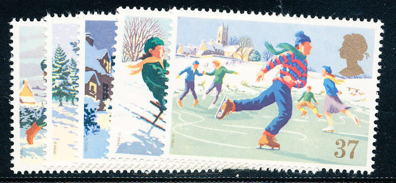 Great Britain - 1990 - Christmas - set of mint unhinged . SG 1526-1530 .