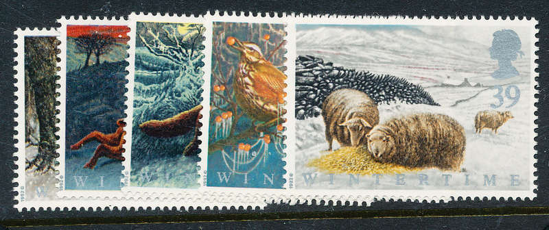 Great Britain - 1992 - Wintertime - set of 5 mint unhinged . SG 1587-1591 .