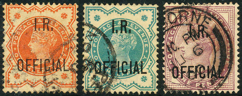 Great Britain Official Stamps - 1882-1901 - Inland Revenue - ½d x 2 & 1d lilac fine used .03, 13, 17