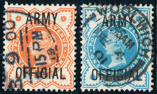 Great Britain Official Stamps - 1876-01 - Army Official - ½d vermilion & ½d fine used . O41, O42 .