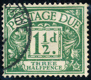 Great Britain Postage Dues - 1951 - 54 - 1½d green fine used . D 37 .