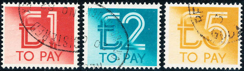 Great Britain Postage Dues - 1982 - £1, £2, £5 fine used . D 99-101 .