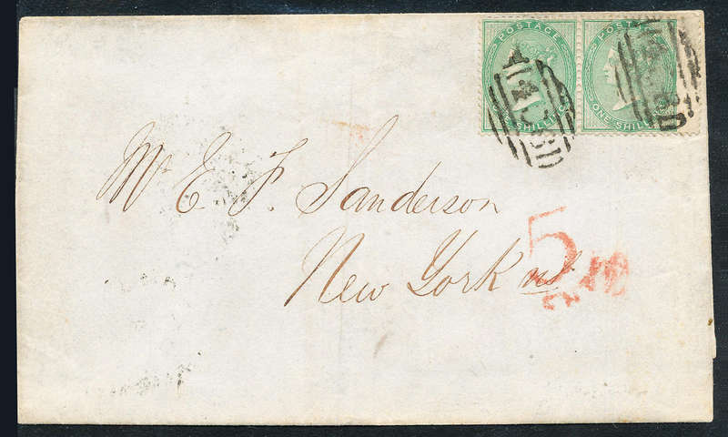 Great Britain Postal History - 1857 - Entire with no contents posted from Liverpool to New York .