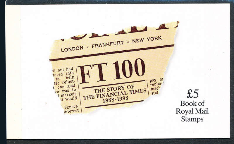 Great Britain Stamp Booklets - 1988 - Story of Financial Times - £5 booklet complete . DX - 9 .