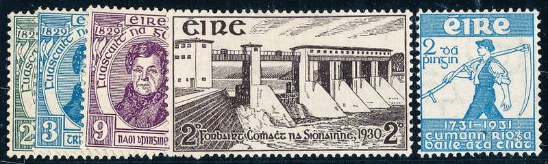 Ireland - 1929 - 31 - Sets as per cat no.s mint hinged . SG 89-93 .