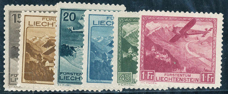 Liechtenstein - 1930 - Air - set of 6 unused no gum . SG 110-115 .