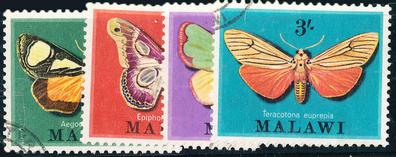 Malawi - 1970 - Moths - set of 4 fine used . SG 358-361 .