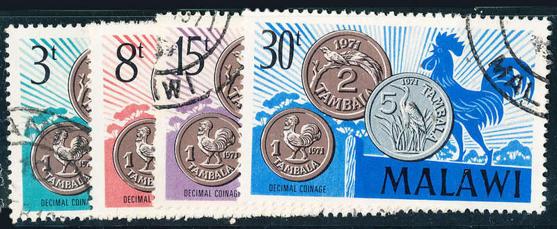 Malawi - 1971 - Decimal Coinage - set of 4 fine used . SG 370-373 .