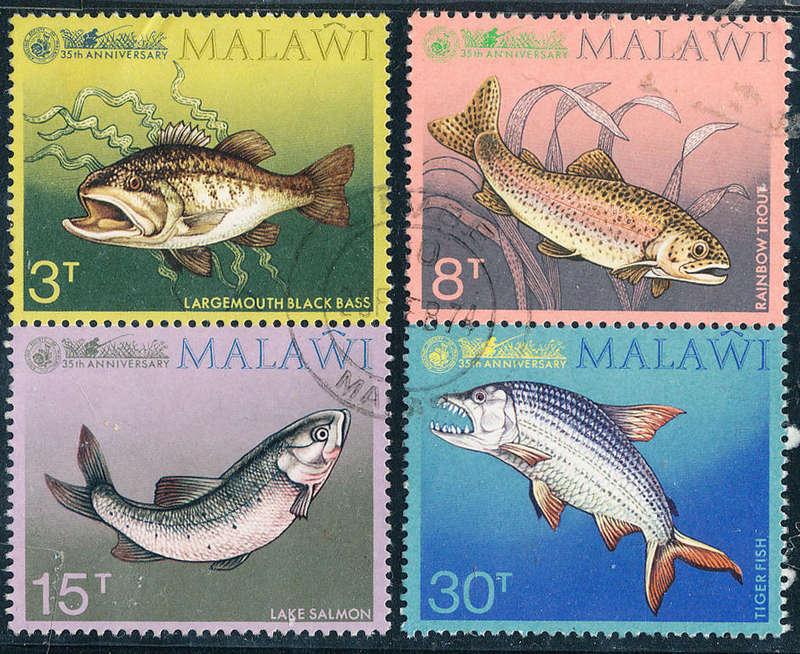 Malawi - 1974 - Fish Angling Society - set of 4 fine used . SACC 452-455 .