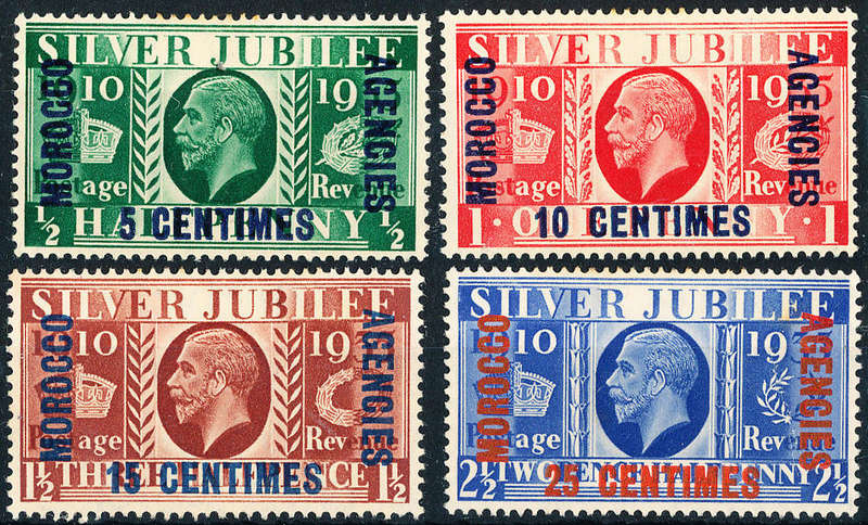 Morocco Agencies - 1935 - Silver Jubilee - set of 4 unused no gum . SG 212-215 .