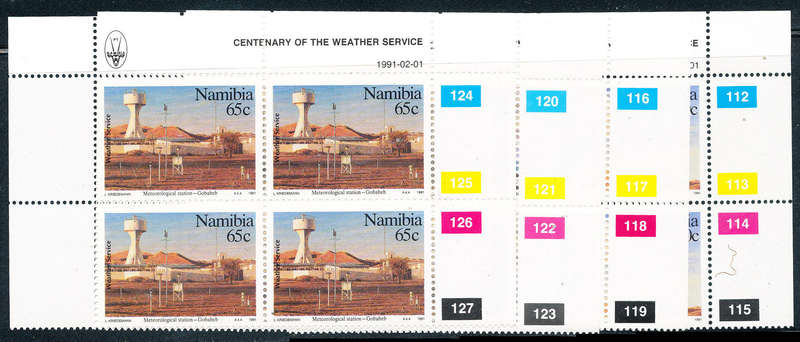 Namibia - 1991 - Centenary of Weather Services - set of 4 ctrl blks of 4 mint unhinged . SACC 31-39