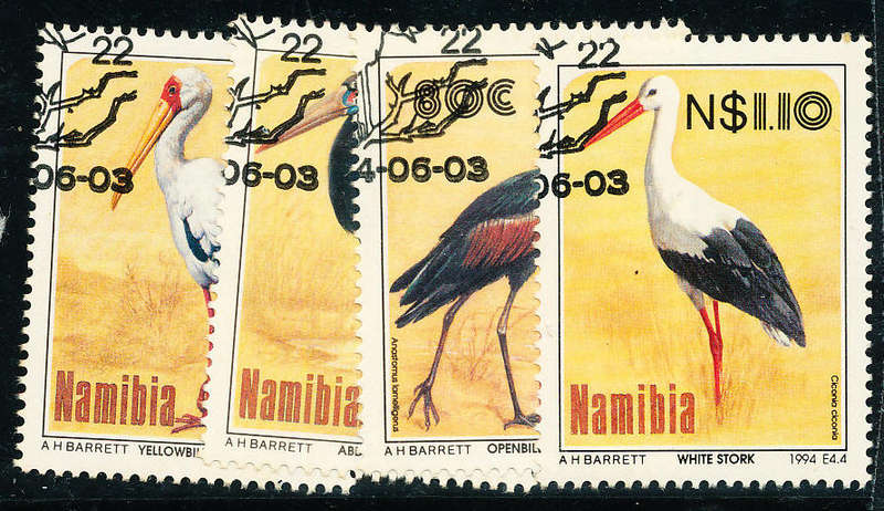 Namibia - 1994 - Storks - set of 4 - fine used . SG 649-652 .