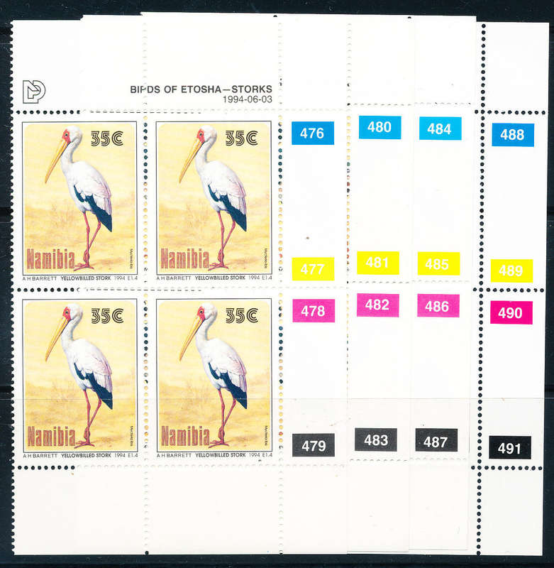 Namibia - 1994 - Storks - set of 4 control blks of 4 mint unhinged . SG 112-115 .
