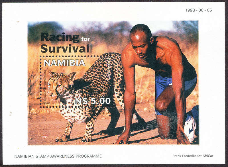 Namibia - 1998 - Racing for Survival - N$ 5 m/sheet (Frank Fredricks) mint unhinged . SACC 262 .