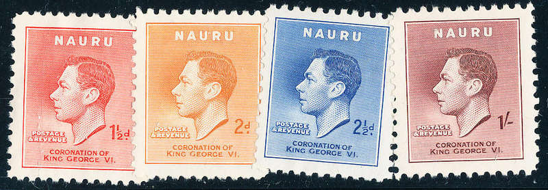 Nauru - 1937 - Coronation - set of 4 mint unhinged . SG 44-47 .