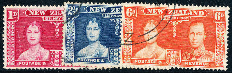 New Zealand - 1937 - Coronation - set of 3 fine used . SG 599-601 .