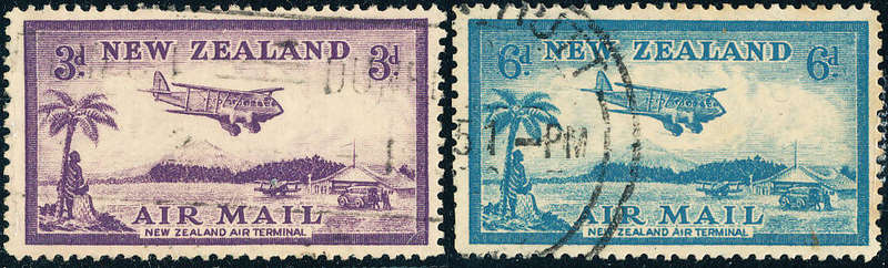 New Zealand  - 1935 - Air - 3d violet & 6d blue fine used .