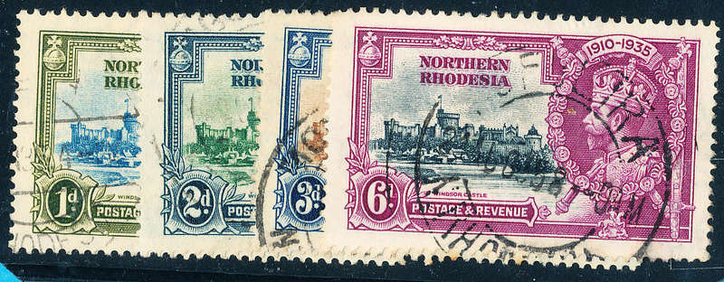 Northern Rhodesia - 1935 - Silver Jubilee - set of 4 fine used . SACC 18-21 .