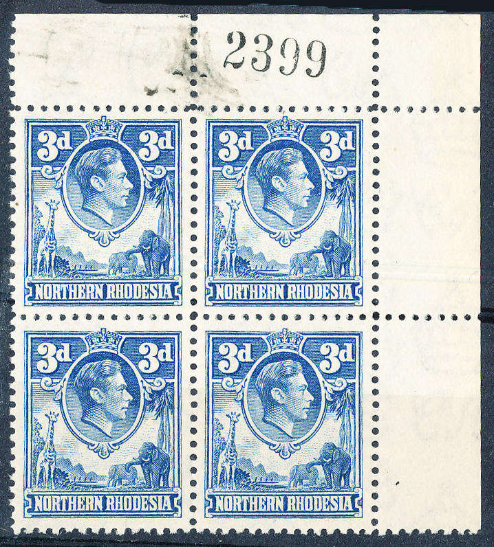 Northern Rhodesia - 1938-52 - Geo 6 - 3d ultra sheet no blk of 34 mint unhinged . SG 34 .