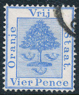 Orange Free State - 1878 - Defins - 4d pale-blue fine used . SACC 18 .