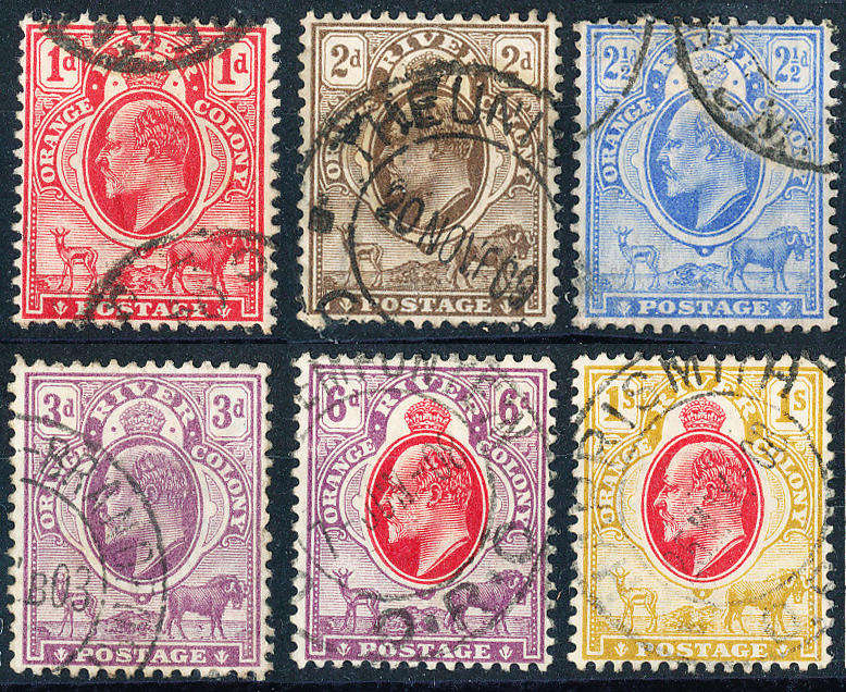 Orange River Colony - 1903 - 1904 - Edw 7 - 1d  to 3d, 6d & 1s fine used . SACC 85-88, 90-91 .