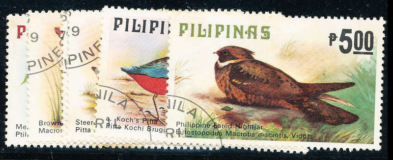 Philippines - 1979 - Bird - set of 6 fine used odd tone spots . 1504-1509 .