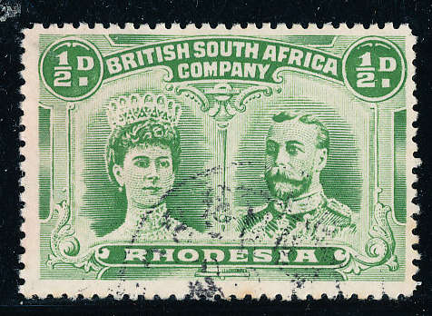 Rhodesia - 1910 - 1916 - Double Heads - ½d yellow-green perf 14 fine used . SG 119 .