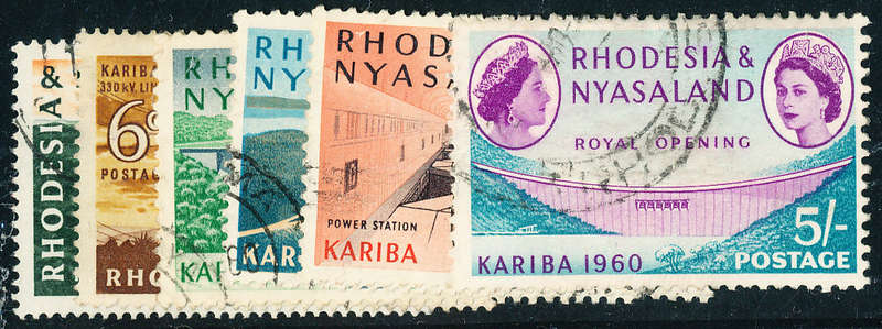 Rhodesia & Nyasaland - 1960 - Kakiba Dam - set of 6 fine used . SACC 32-37 .