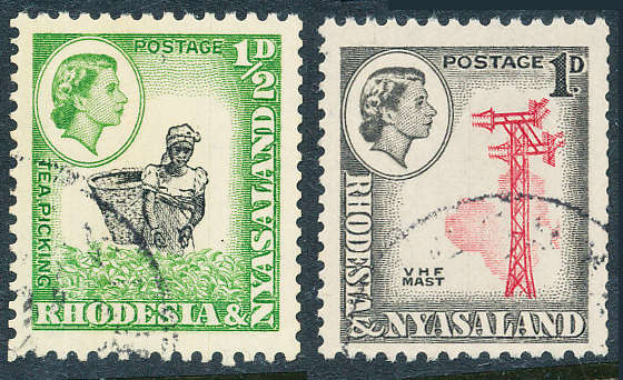 Rhodesia & Nyasaland - 1959 - 62 - Defins - ½d, 1d coil stamps fine used . SG 18a, 19a .
