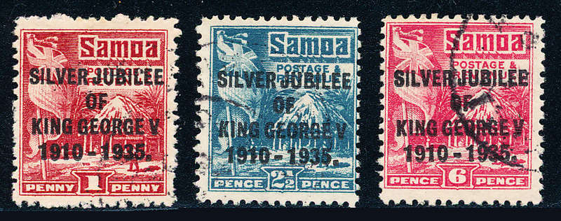 Samoa - 1935 - Silver Jubilee - set of 3 fine used . SG 177-179 .