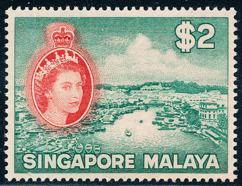 Singapore - 1955 - 59 - Defins - $2 mint hinged . SG 51 .