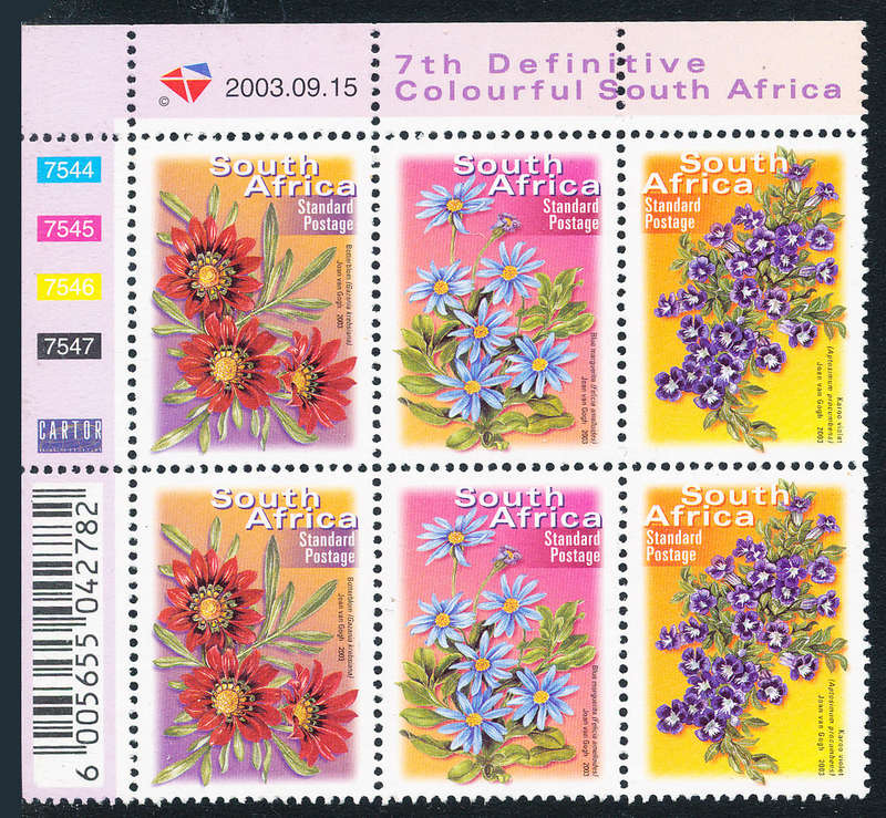 South Africa - 2000 - 7th Defins - (R1-65) ctrl 7544-7547 Block of 6 standard postage stamps mint