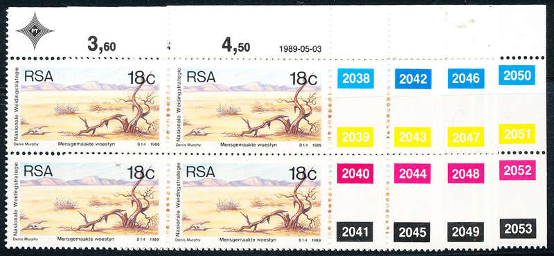South Africa - 1989 - National Grazing - set of 4 ctrl blks of 4 mint unhinged . SACC 696-699 .