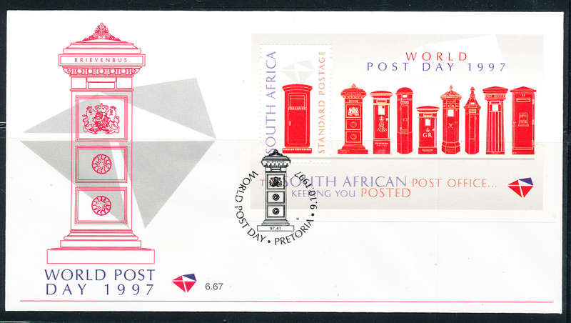 South Africa - 1997 - World Post Day - m/sheet on FDC 6.67 .