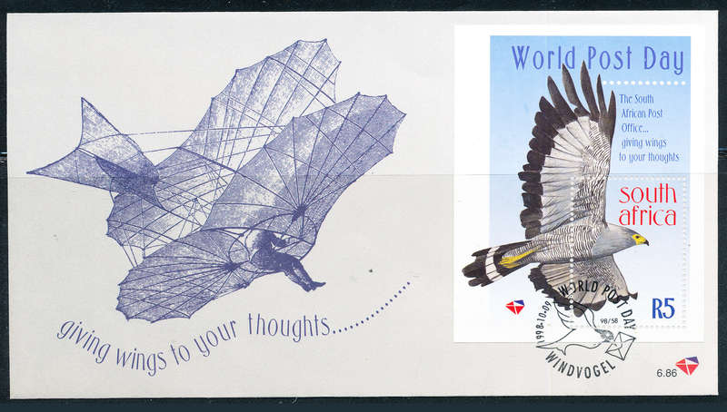 South Africa - 1998 - World Post Day - m/sheet 6.86 .