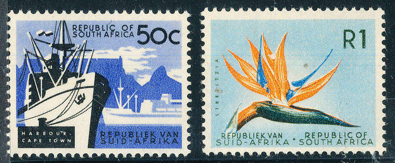 South Africa - 1961 - Wmk Arms - 50c & R1 fine mint . SACC 208-209 .