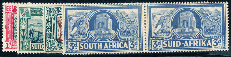 South Africa - 1938 - Voortrekker Cent Mem Fund - set of horiz pairs mint hinged . SACC 75-78 .