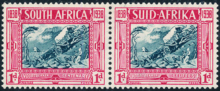 South Africa - 1938 - Voortrekker Mem Fund - 1d + 1d horiz pair mint hinged . SACC 76 .