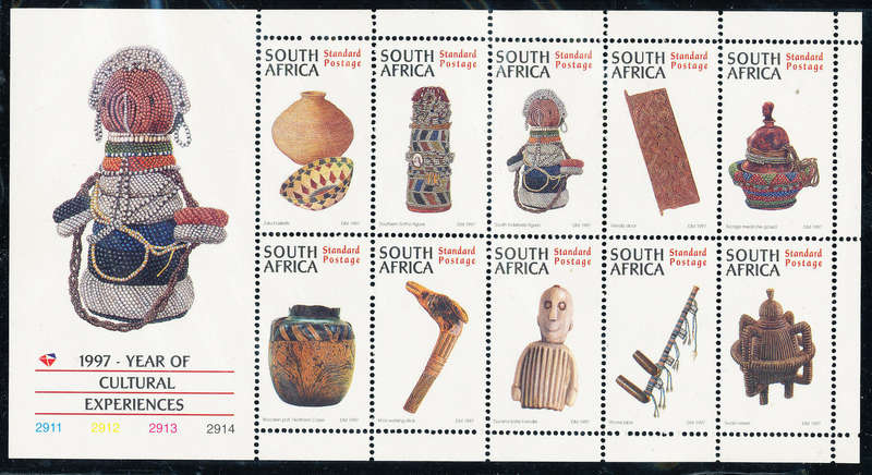 South Africa - 1997 - Cultural Experiences - m/sheet of 10 stamps mint unhinged . SACC 1030 .