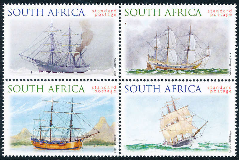 South Africa - 1999 - Sailing Ships of Southern Ocean - blk of 4 mint unhinged . SACC 1188-1191 .